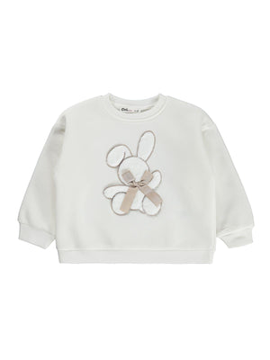 Civil Girls Tavşan Nakışlı 2-5 Yaş Sweatshirt - Ekru