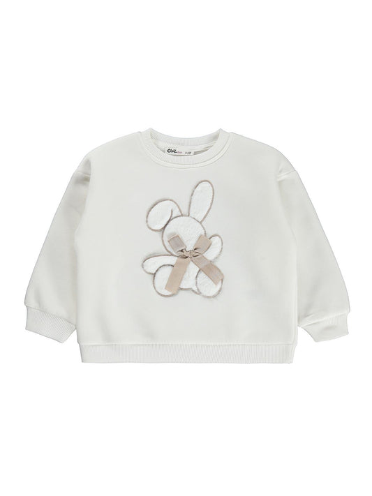 Civil Girls Tavşan Nakışlı 2-5 Yaş Sweatshirt - Ekru
