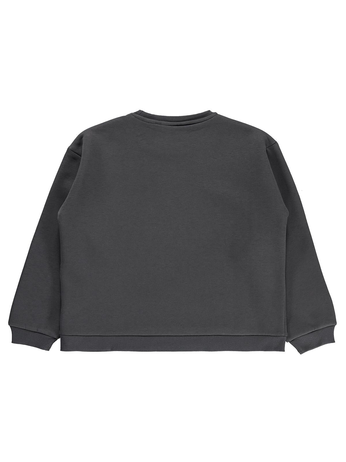 Civil Kız Çocuk Shiny Mood Baskılı Sweatshirt | 3 İp Uzun Kol | Okul Kreş ve Günlük Kullanım - Gri