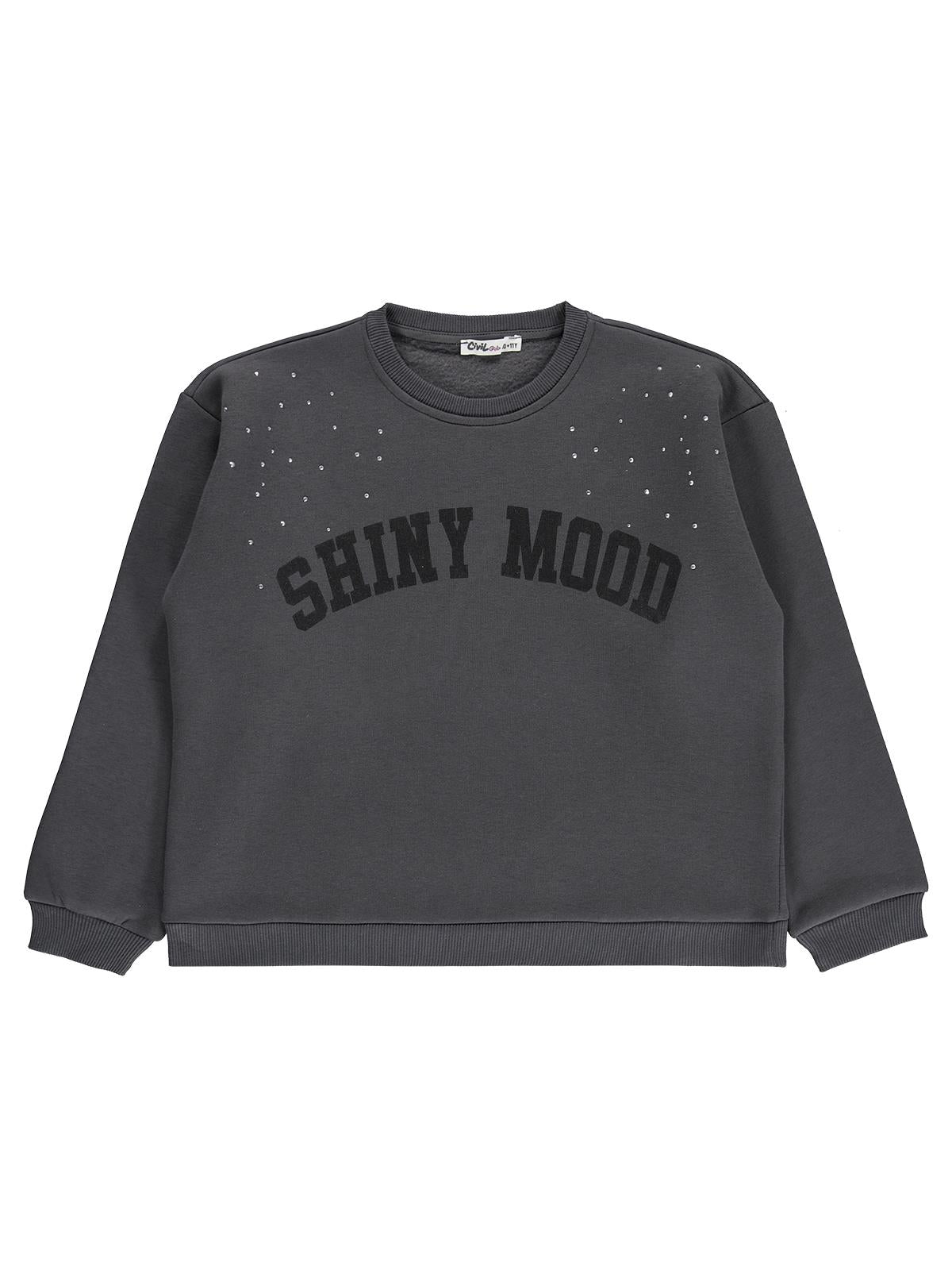 Civil Kız Çocuk Shiny Mood Baskılı Sweatshirt | 3 İp Uzun Kol | Okul Kreş ve Günlük Kullanım - Gri