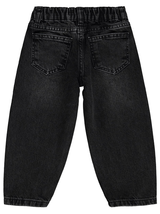 Civil Boys Erkek Çocuk Beli Lastikli Pantolon Kot | Kot | Okul Kreş ve Günlük Kullanım - Siyah