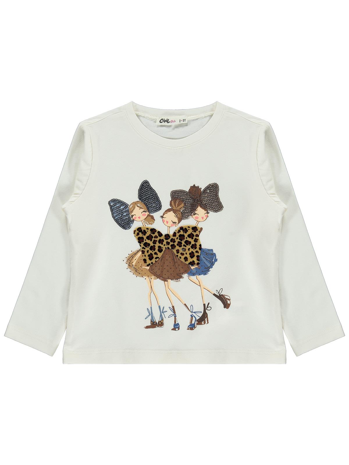 Civil Girls Kızlar Baskılı 2-5 Yaş Sweatshirt - Ekru