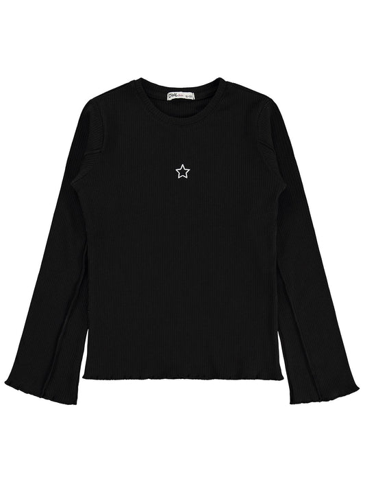 Civil Girls Yıldız Nakışlı 10-13 Yaş Sweatshirt - Siyah