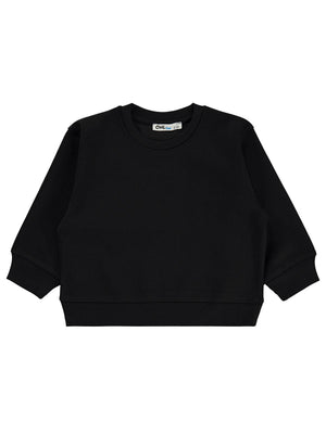 Civil Erkek Çocuk Basic Sweatshirt | Oysho Uzun Kol Bisiklet Yaka | Okul Kreş ve Günlük Kullanım - Siyah