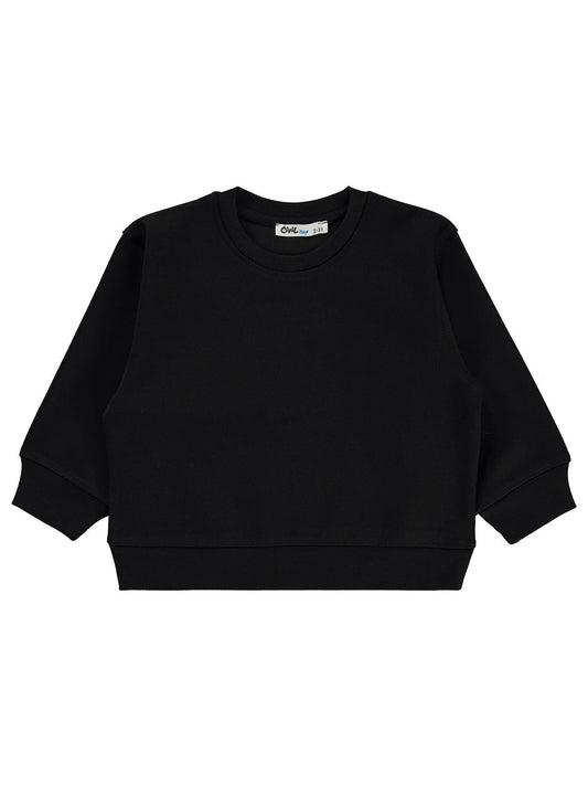 Civil Erkek Çocuk Basic Sweatshirt | Oysho Uzun Kol Bisiklet Yaka | Okul Kreş ve Günlük Kullanım - Siyah