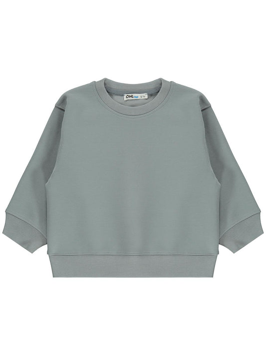 Civil Erkek Çocuk Basic Sweatshirt | Oysho Uzun Kol Bisiklet Yaka | Okul Kreş ve Günlük Kullanım - Gri