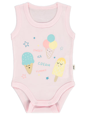 Civil Baby Dondurma Baskılı 1-36 Yaş Çıtçıtlı Badi - Pembe