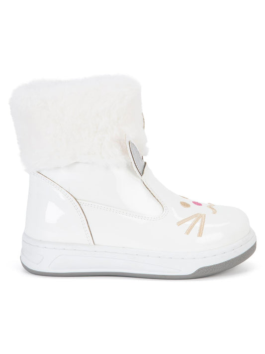 Civil Boots Kedi Nakışlı Rugan 26- Bot - Beyaz