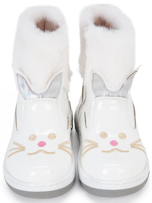 Civil Boots Kedi Nakışlı Rugan 26- Bot - Beyaz