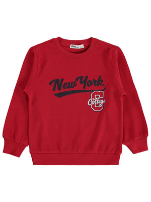 Civil Boys New York Baskılı 2-5 Yaş Sweatshirt  - Kırmızı