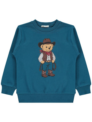 Civil Boys Ayı Baskılı 2-5 Yaş Sweatshirt - Yeşil