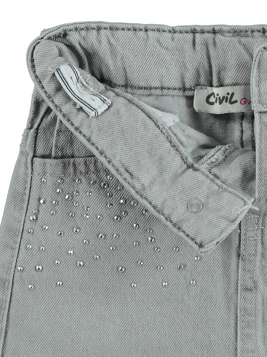 Civil Girls Taş Baskılı 10-13 Yaş Etek - Gri