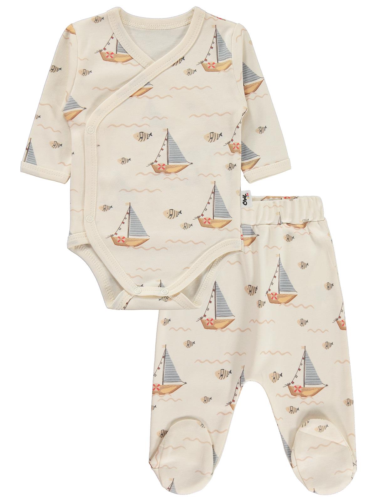 30320 Civil Baby Yelken Empirmeli 1-6 Ay Takım - Ekru