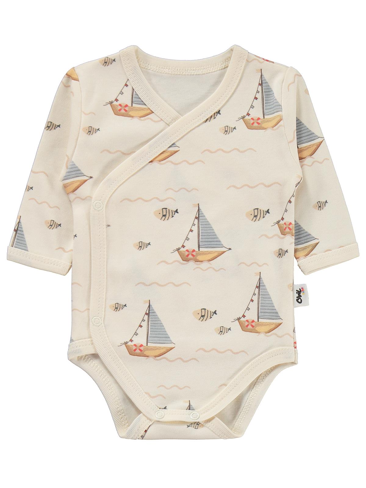 30320 Civil Baby Yelken Empirmeli 1-6 Ay Takım - Ekru