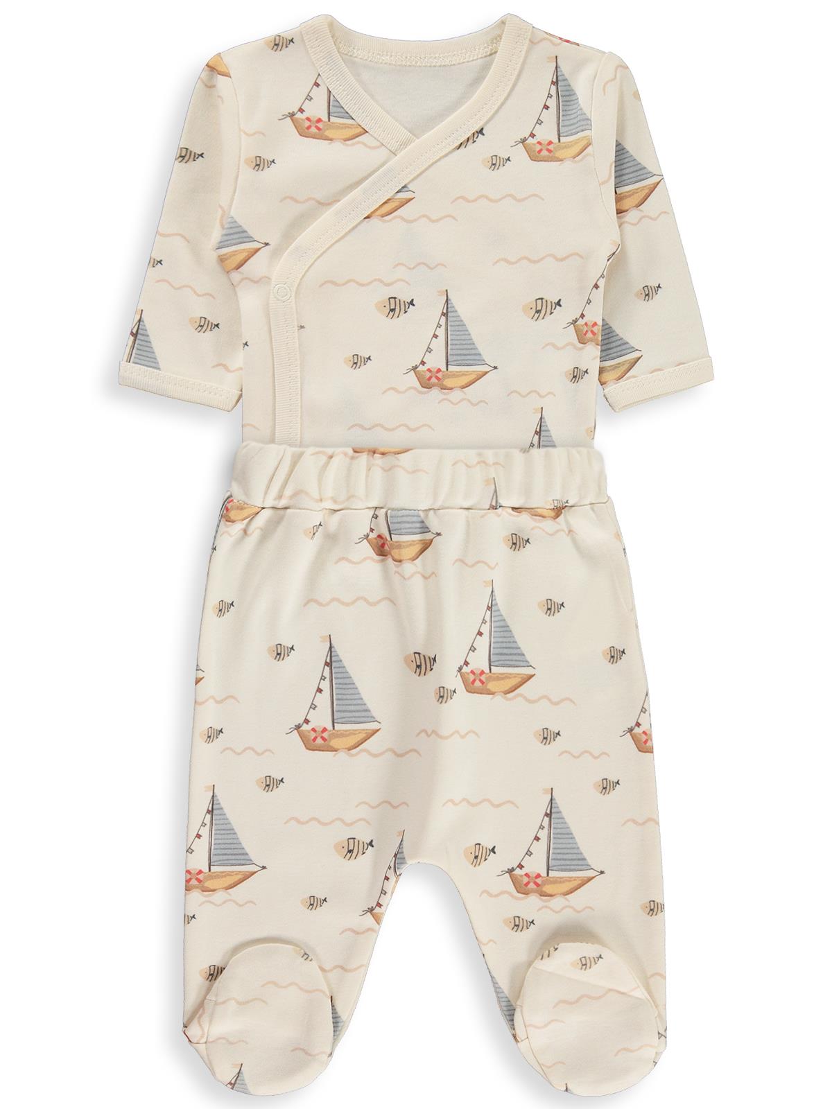 30320 Civil Baby Yelken Empirmeli 1-6 Ay Takım - Ekru