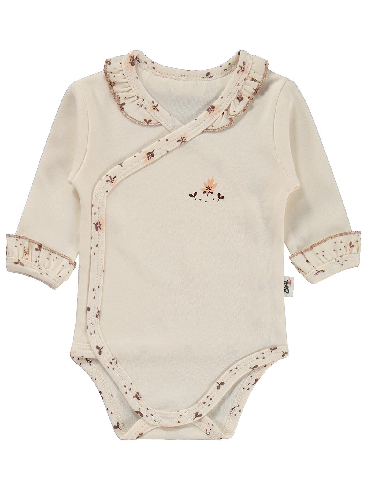 30321 Civil Baby Çiçek Desen Fırfırlı 1-9 Ay Takım - Ekru