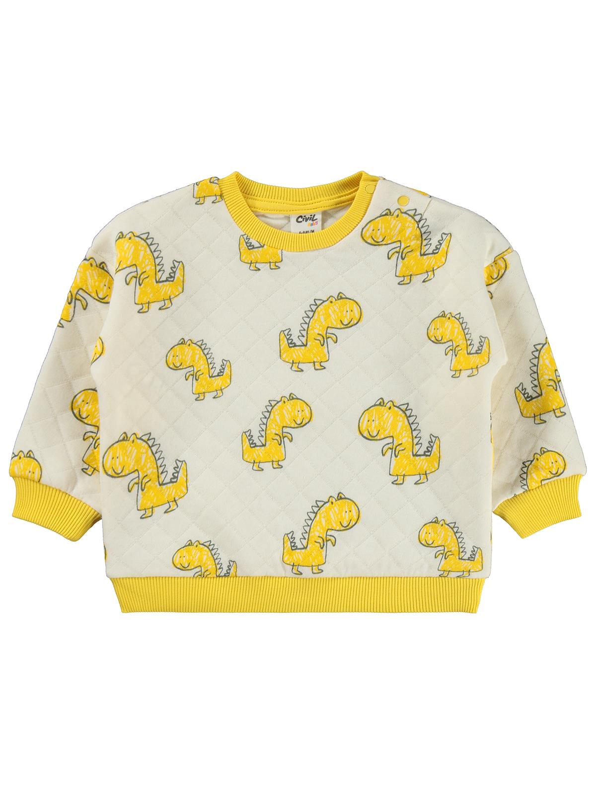 Civil Baby Dino Baskılı 6-18 Ay Takım - Hardal