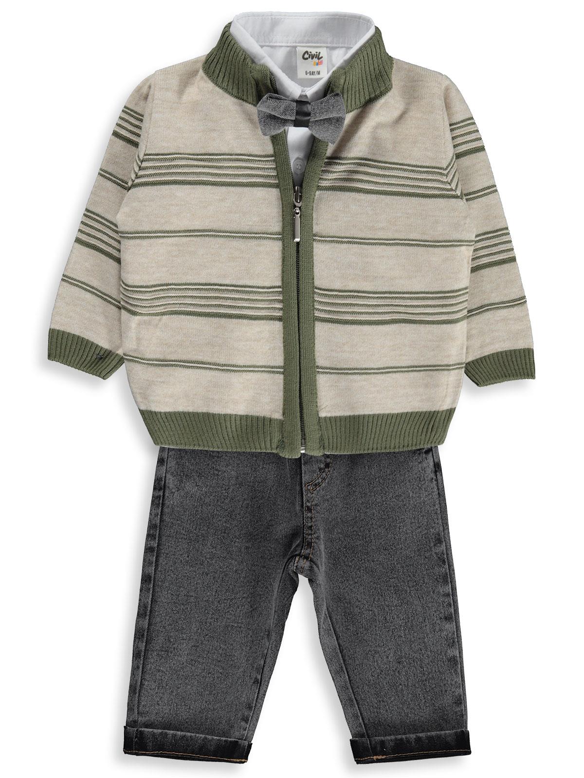 Civil Baby Çizgili 6-18 Ay Takım - Haki