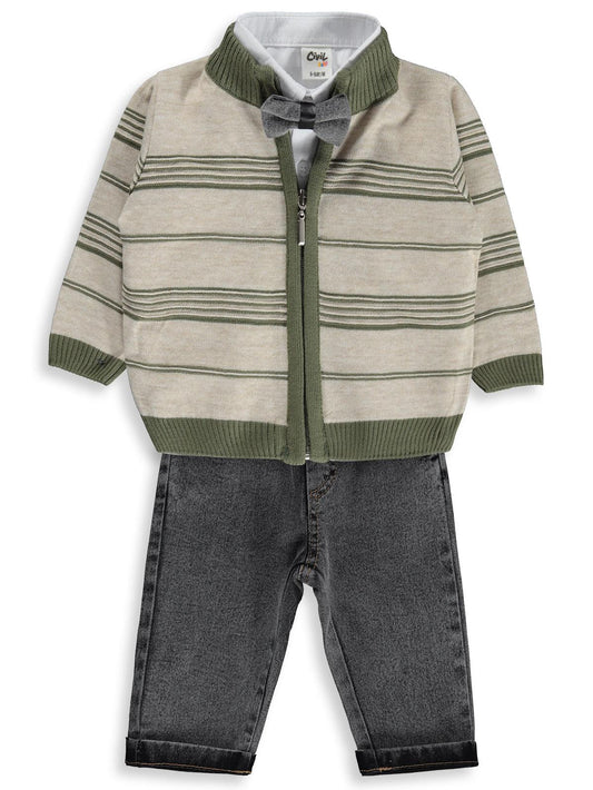 Civil Baby Çizgili 6-18 Ay Takım - Haki
