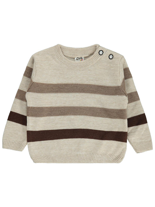 Civil Baby Çizgili 6-18 Ay Takım - Bej
