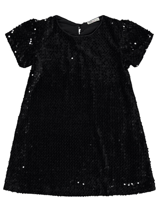 Civil Girls Payetli 6-9 Yaş Elbise - Siyah