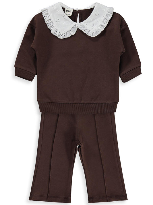 Civil Baby Bebe Yakalı 6-18 Ay Takım - Kahverengi