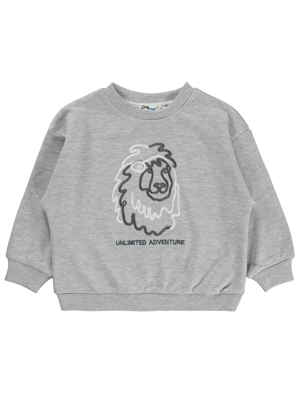 Civil Boys Aslan Baskılı 2-5 Yaş Sweatshirt - Gri