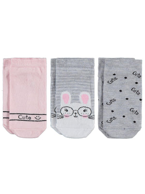 Civil Girls Cute Bunny 3'lü 3-11 Yaş Kız Çocuk Patik Çorap