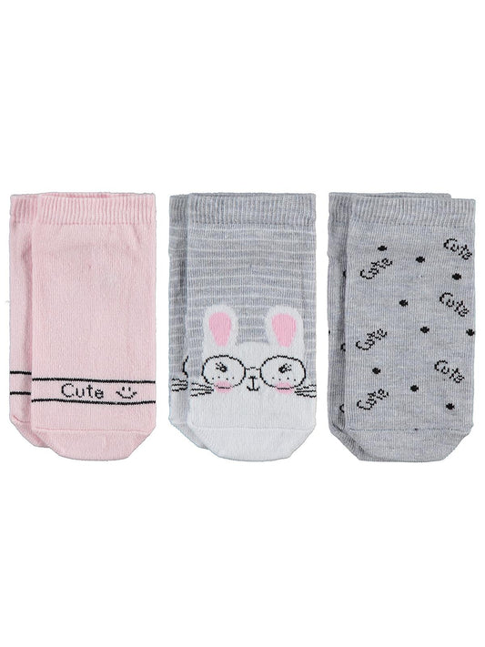 Civil Girls Cute Bunny 3'lü 3-11 Yaş Kız Çocuk Patik Çorap