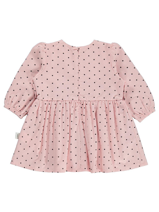 Civil Baby Fiyonk Düğmeli Puan Empirme 6-18 Ay Elbise - Pembe