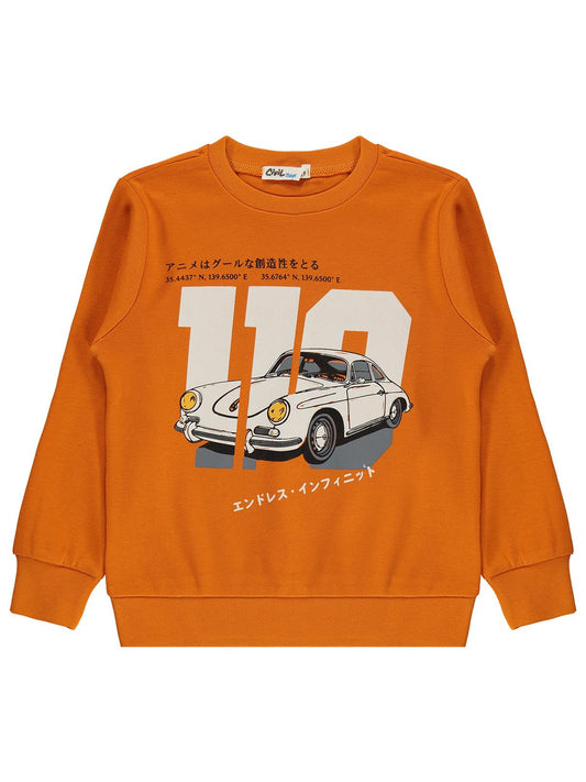 Civil Boys Araba Baskılı 2-5 Yaş Sweatshirt  - Turuncu