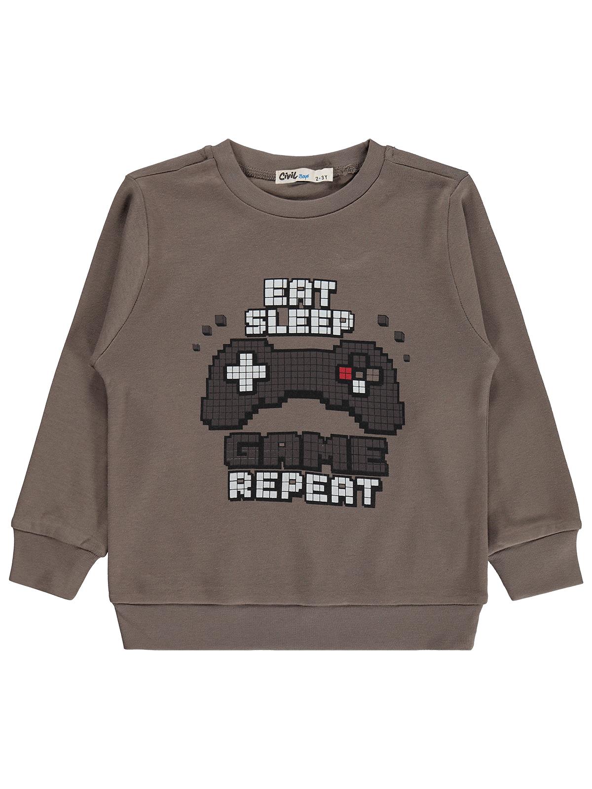 Civil Boys Oyun Konsolu Baskılı 2-5 Yaş Sweatshirt - Kahverengi