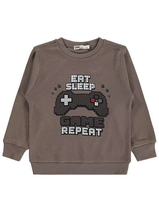Civil Boys Oyun Konsolu Baskılı 2-5 Yaş Sweatshirt - Kahverengi