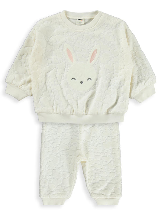 Civil Baby Tavşan Nakışlı 3-18 Ay Takım - Ekru