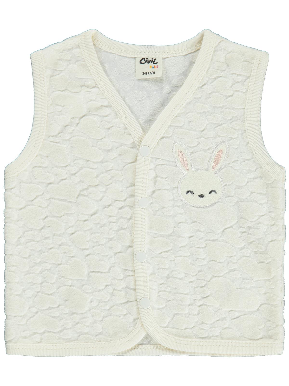Civil Baby Tavşan Nakışlı 3-18 Ay Yelek - Ekru