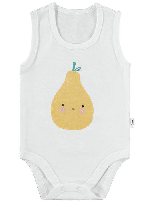 Civil Baby Meyve Baskılı 3lü 1-36 Ay Çıtçıtlı Badi - Ekru