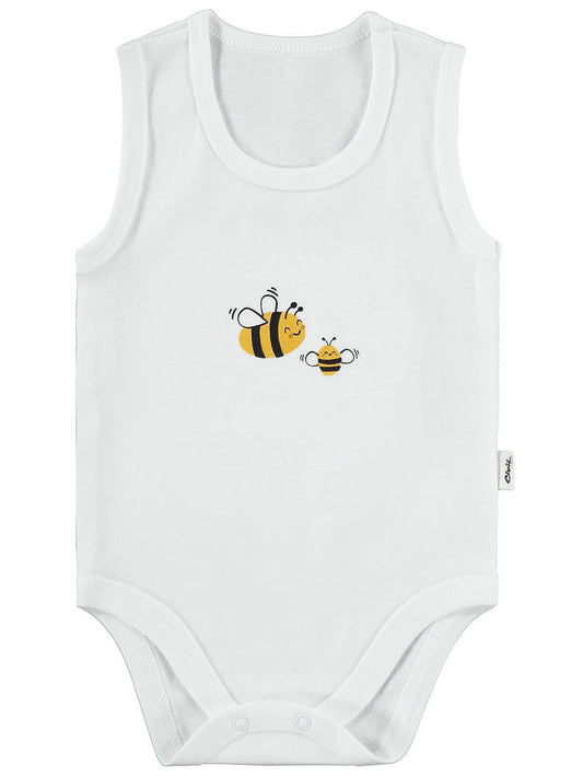 Civil Baby Arı Baskılı 3lü 1-36 Ay Çıtçıtlı Badi - Ekru
