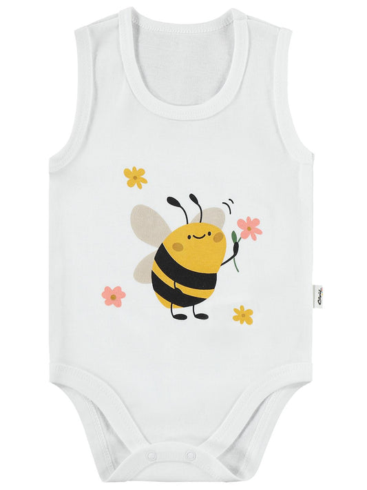 Civil Baby Arı Baskılı 3lü 1-36 Ay Çıtçıtlı Badi - Ekru
