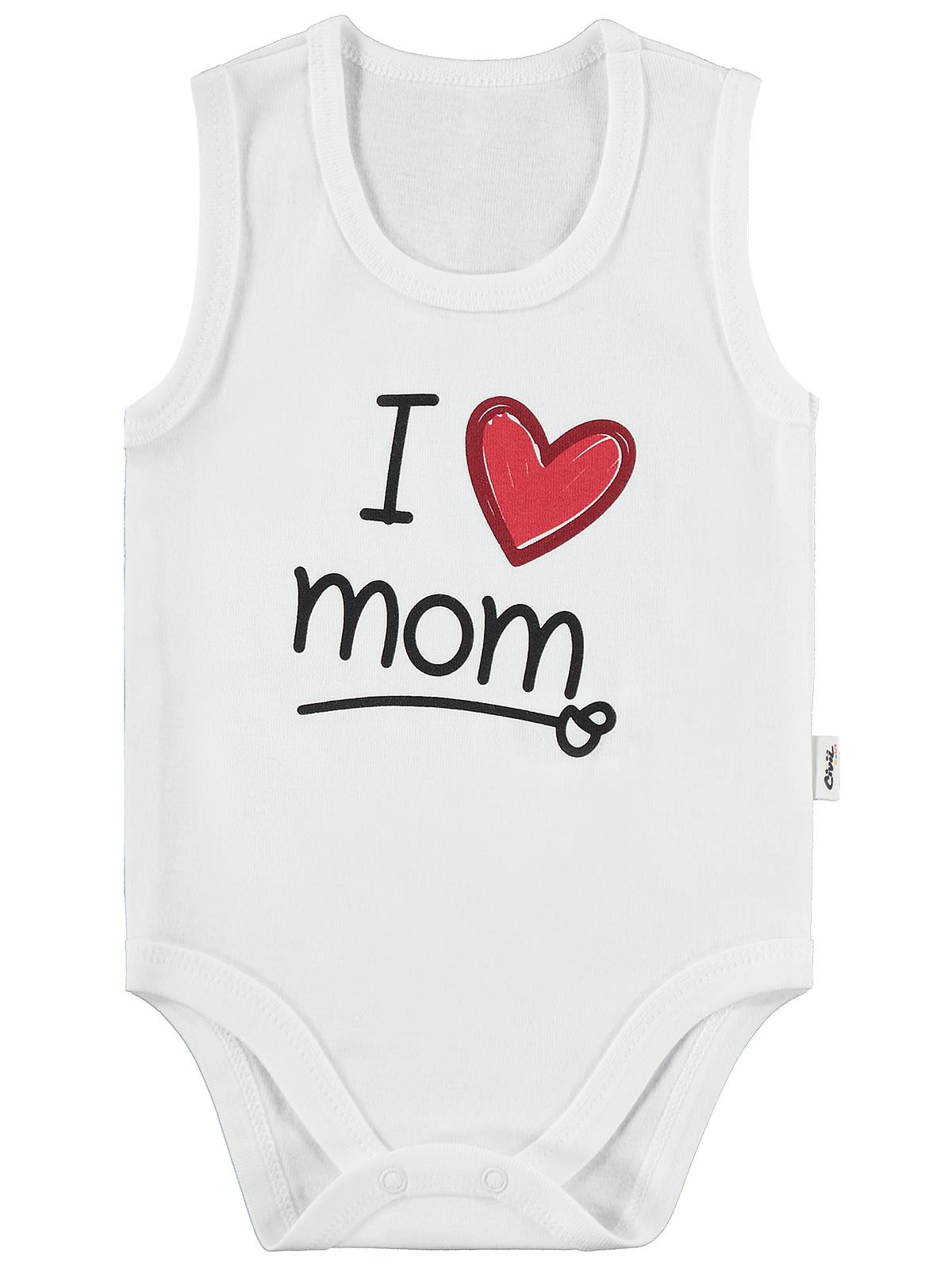Civil Baby Dad Mom Baskılı 3lü 1-36 Ay Çıtçıtlı Badi - Ekru