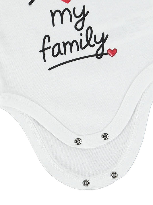 Civil Baby Dad Mom Baskılı 3lü 1-36 Ay Çıtçıtlı Badi - Ekru