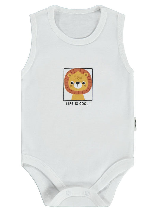 Civil Baby Hayvan Baskılı 3lü 1-36 Ay Çıtçıtlı Badi - Ekru