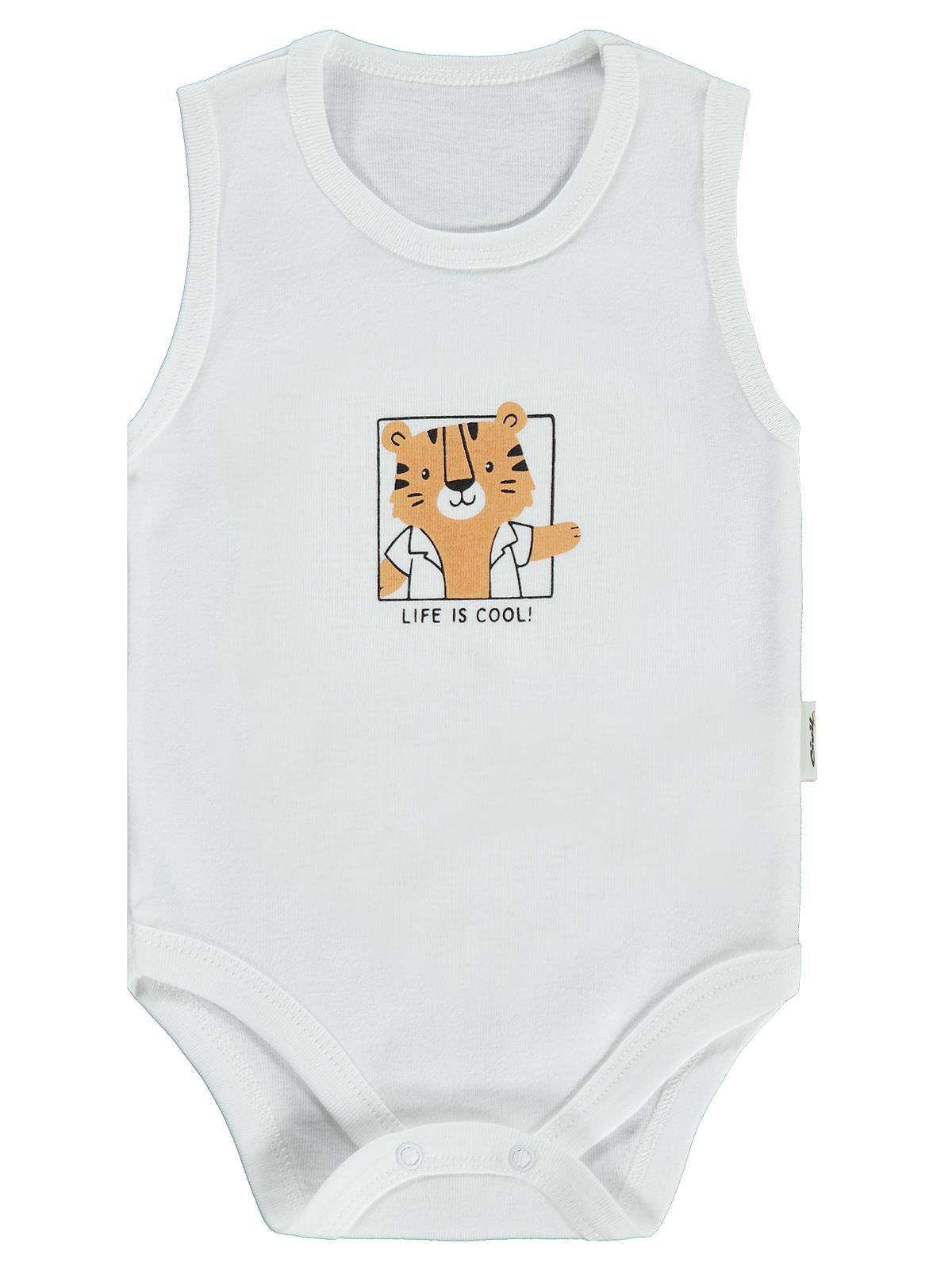 Civil Baby Hayvan Baskılı 3lü 1-36 Ay Çıtçıtlı Badi - Ekru