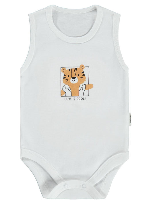 Civil Baby Hayvan Baskılı 3lü 1-36 Ay Çıtçıtlı Badi - Ekru