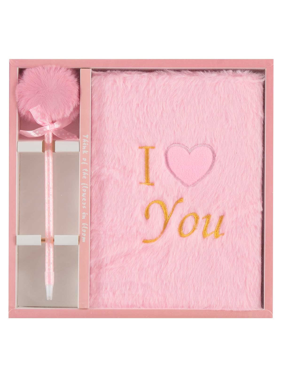 Ceren İthalat Lilamor Peluş Kalemli Defter Set Love  - Pembe