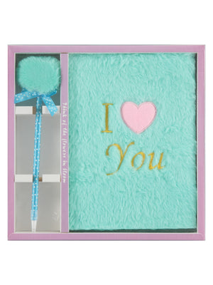 Ceren İthalat Lilamor Peluş Kalemli Defter Set Love  - Yeşil