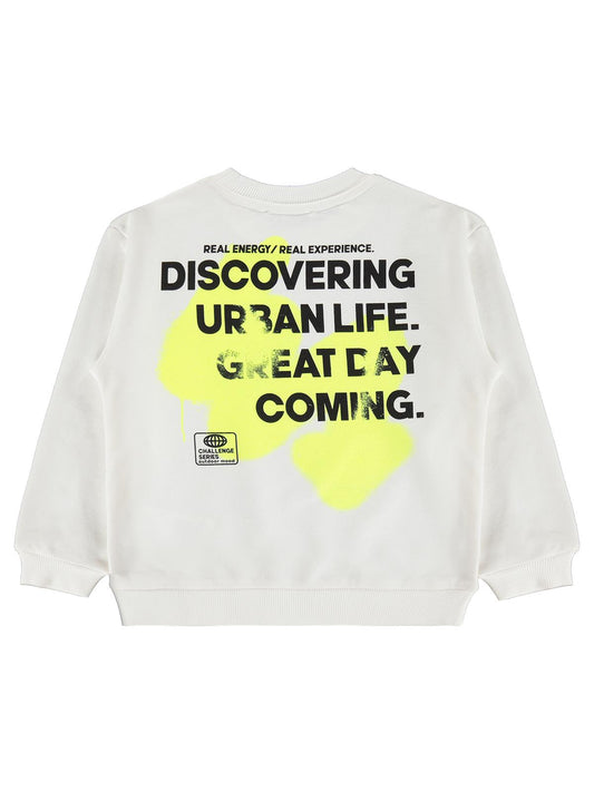 Silversun Discovering Baskılı 2-7 Yaş Sweatshirt - Ekru
