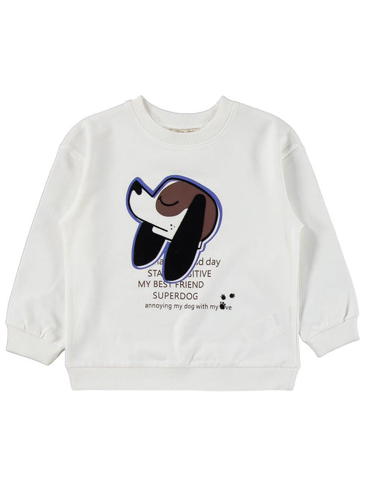 Silversun Köpek Baskılı 2-7 Yaş Sweatshirt - Ekru