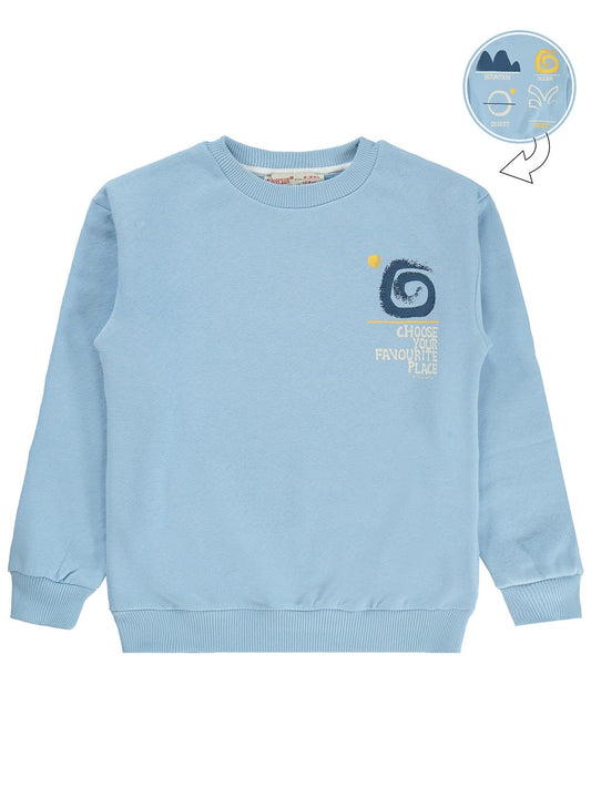 Silversun OCEAN Baskılı 8-13 Yaş Sweatshirt - Mavi