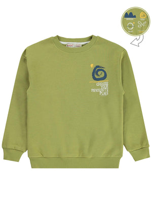 Silversun OCEAN Baskılı 8-13 Yaş Sweatshirt - Haki