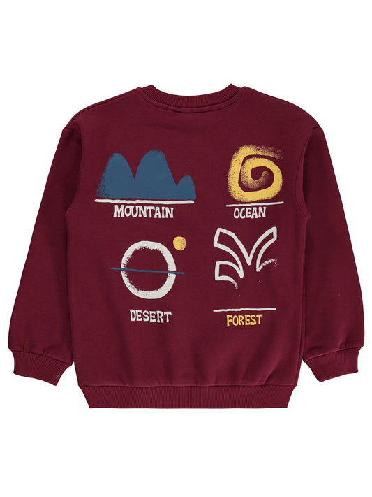 Silversun OCEAN Baskılı 8-13 Yaş Sweatshirt - Bordo